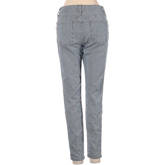 Aqua Jeans Gray Blue Stripe Skinny Leg Cut Low Rise Waist Sz 27 #467 - Picture 2 of 2